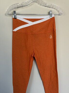 Beyond Yoga x barre3 Leggings Womens L Orange High Waisted Criss Cross Yoga Pant